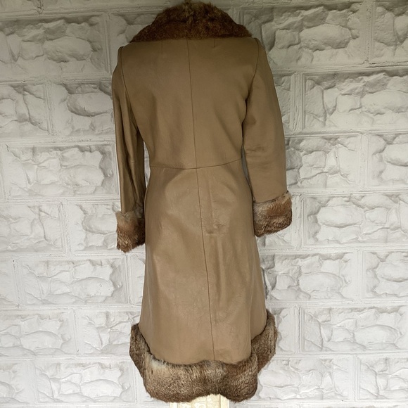 Penny Lane Vintage 70s Leather and Fur Women’s Coat Size Small - Picture 4 of 16